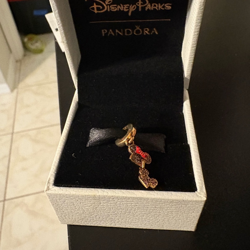 Disney Parks Gold and Red Bow Charm Bracelet